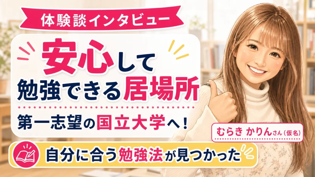 安心して学べる環境で第一志望の国立大学へ進んだ、むらき かりんさん（仮名）の体験談